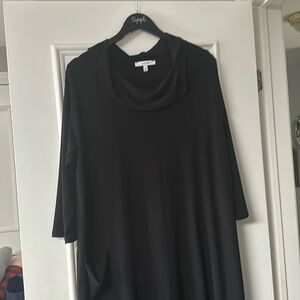 Sympli black dress with pleating at bottom to make a ballooning type style